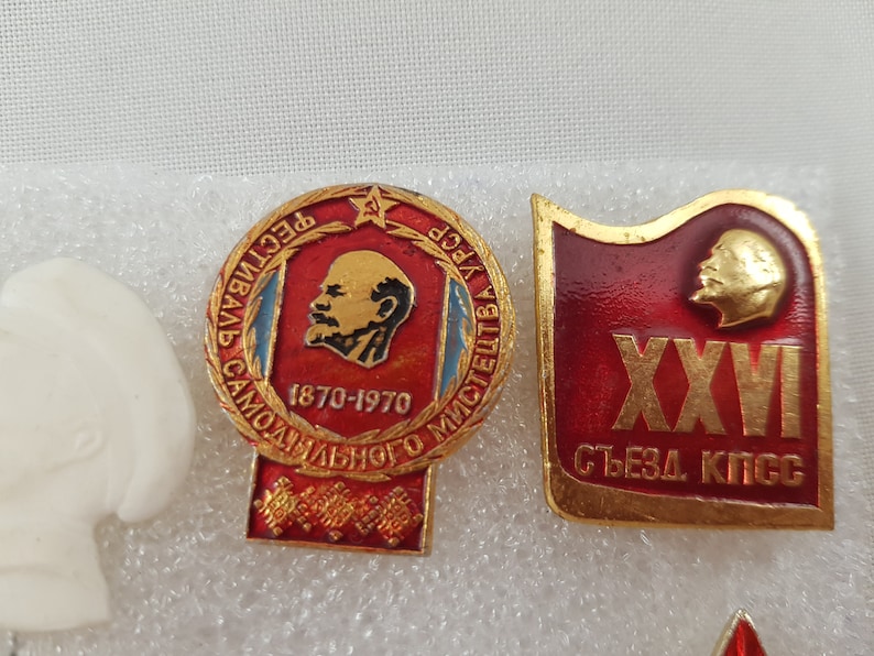 Vintage Suit Making Supplies Sale Lenin pins 10 Soviet propaganda pins Vintage Communist Russian Collectibles USSR memorabilia USSR
