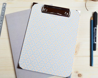 Magnetic clipboard DIN A5 | Light gray - neon orange | Nepal paper