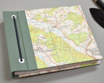 Special photo album | Scrapbook "Map" hand-bound with 21 pages of white cardboard