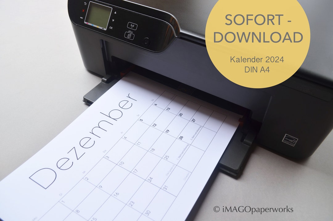 Jahreskalender 2024, digital Download, zum selbst ausdrucken