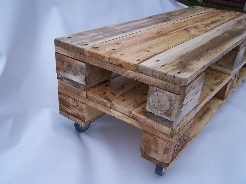 Coffee table 7, lowboard made from old industrial pallets image 2
