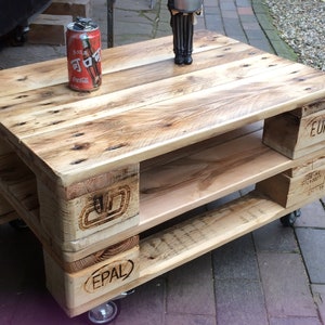 "Falk" coffee table, side table made from Euro pallets
