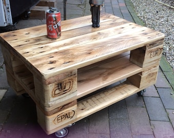 "Falk" coffee table, side table made from Euro pallets