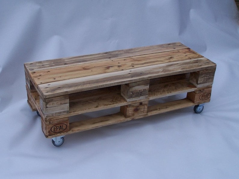 Coffee table 7, lowboard made from old industrial pallets image 1