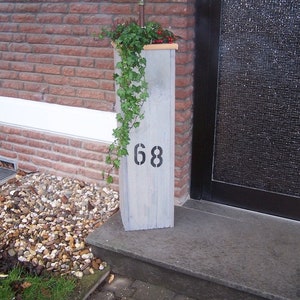 Flower pot, planter, pillar made of old timber image 1