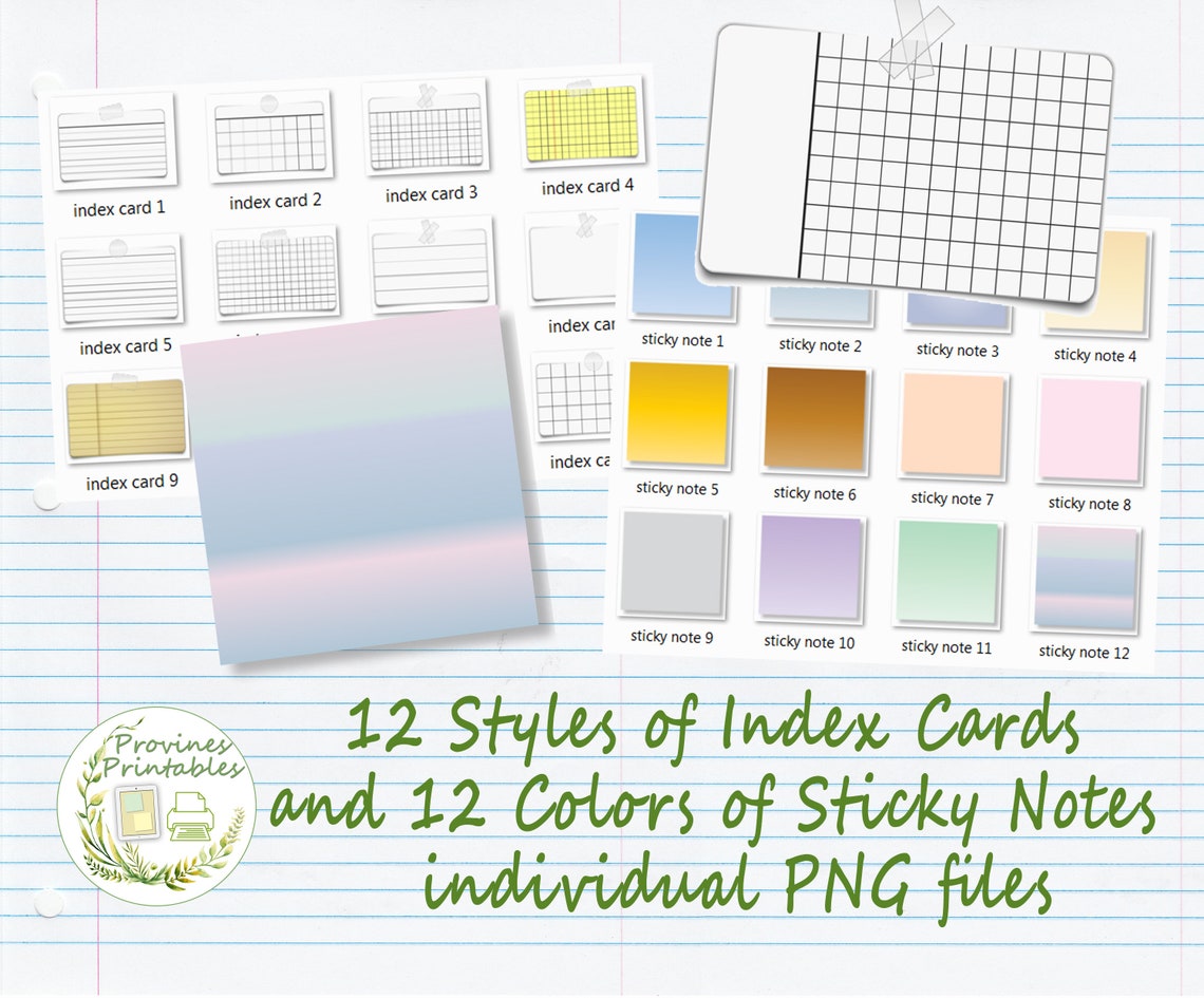Digital Index Cards and Sticky Notes for Goodnotes Keynote Etsy
