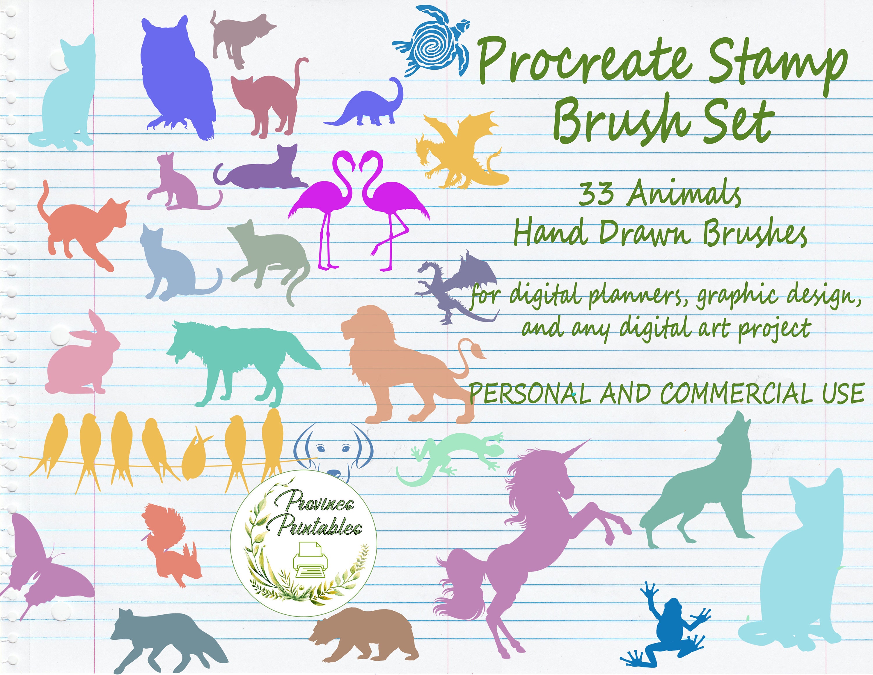 Procreate Brushes Linear Animals Procreate Stamps Art & Collectibles ...