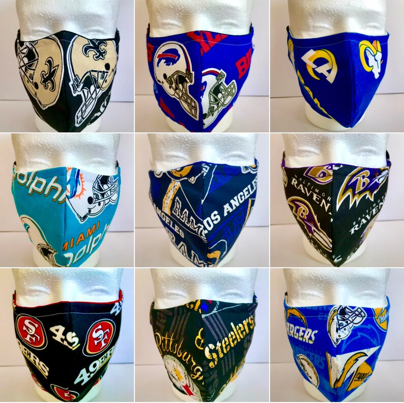 Team Sports FACE MASK Football 3 Layers 100Cotton Nose Etsy