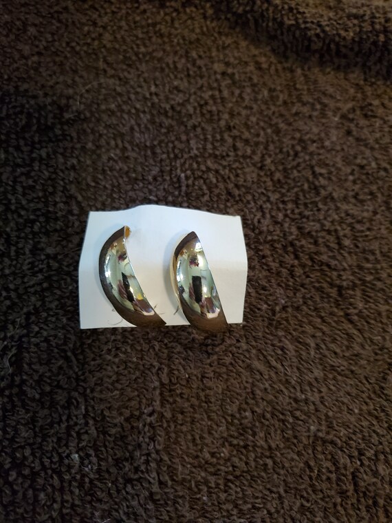 Vintage Pierced Earrings - Half Hoop