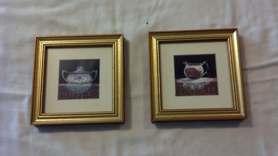 Vintage Set Arnie R Fisk Prints Framed Faux Gold Wood Coffee Cream ...