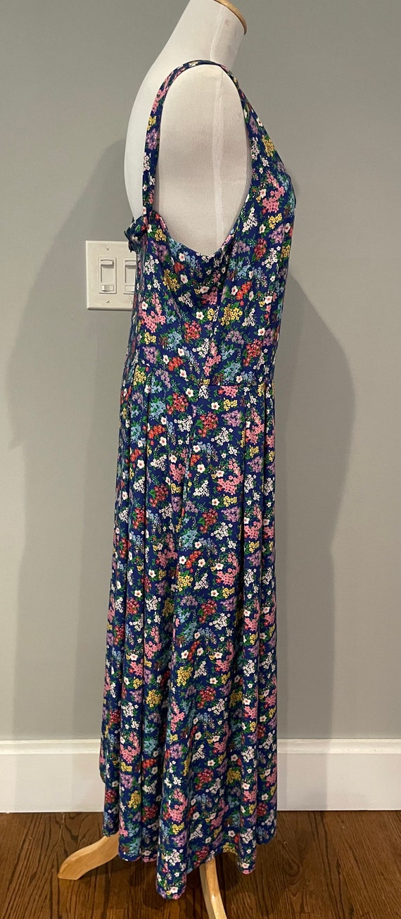 Vintage Liz Claiborne 80s blue floral  sundress- … - image 4