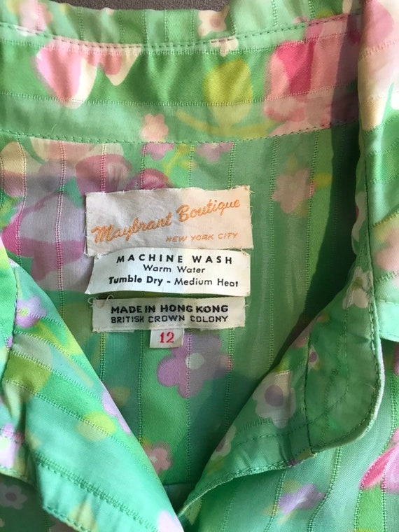 Vintage Pink, Green and White Floral shirtdress -… - image 5