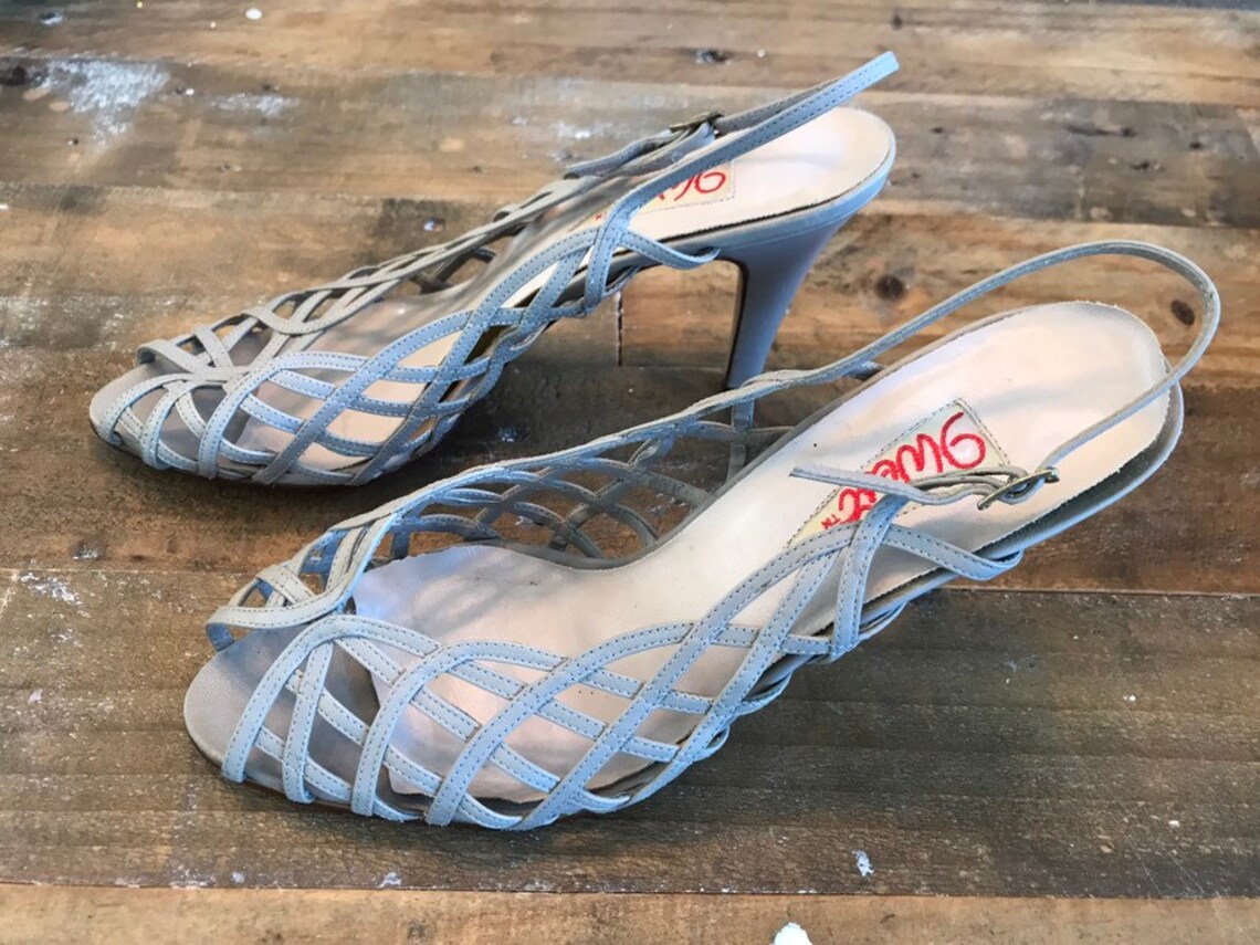 light grey open toe heels