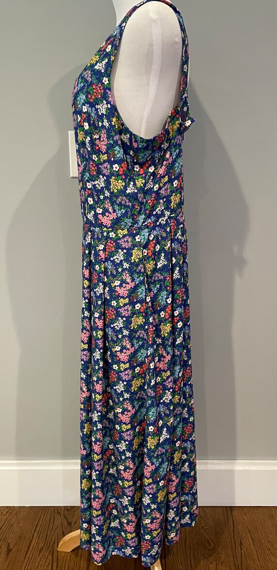 Vintage Liz Claiborne 80s blue floral  sundress- … - image 3