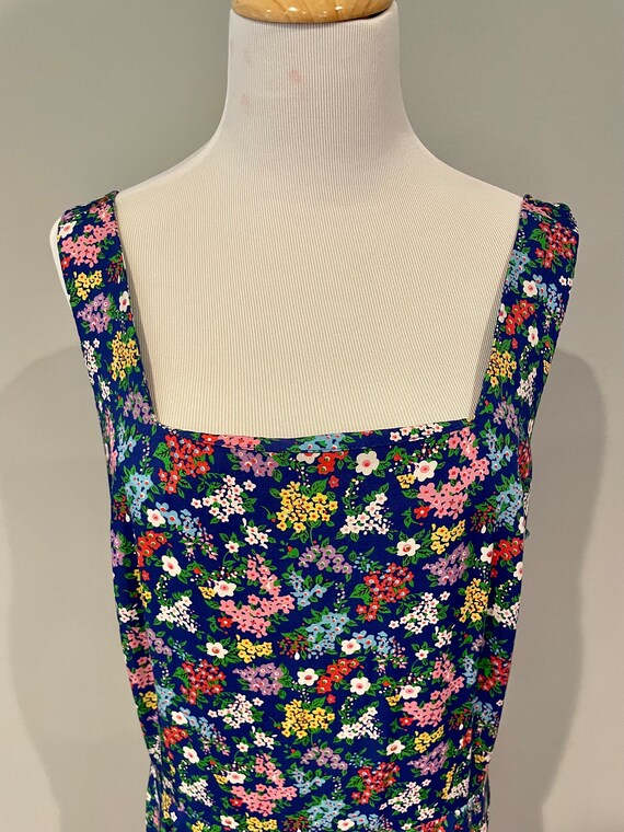 Vintage Liz Claiborne 80s blue floral  sundress- … - image 1