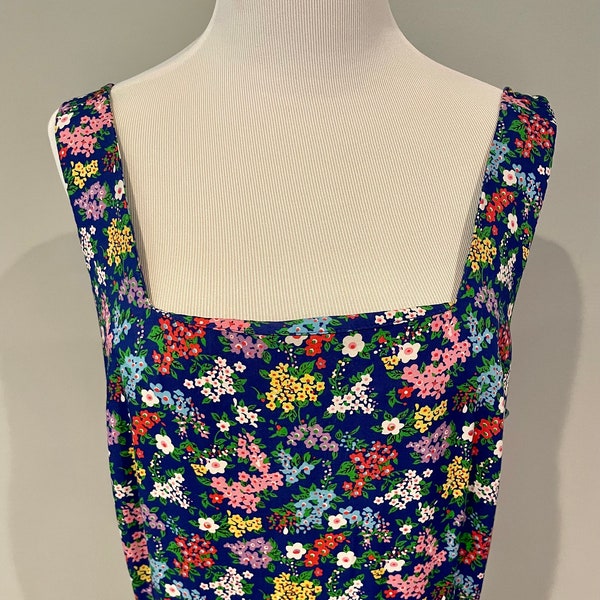 Vintage Liz Claiborne 80s blue floral  sundress- Large/ size 16