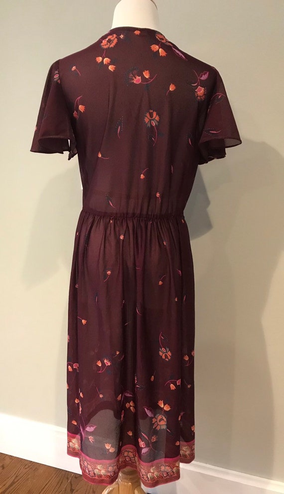 Vintage Floral Sheer purple, pink dress - image 2