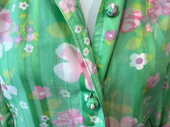 Vintage Pink, Green and White Floral shirtdress -… - image 6