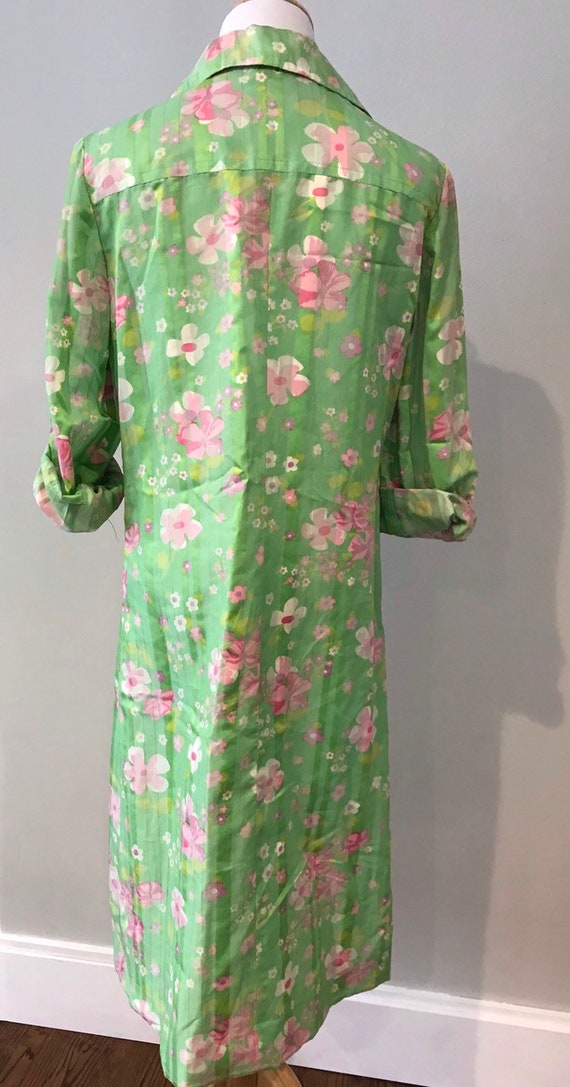 Vintage Pink, Green and White Floral shirtdress -… - image 3