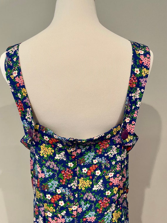 Vintage Liz Claiborne 80s blue floral  sundress- … - image 5