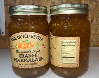 Dutch Kettle No Sugar Added All Natural Homemade Orange Marmalade Jam 19 oz Jar