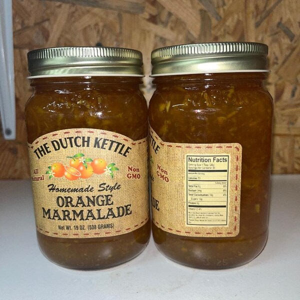 Dutch Kettle No Sugar Added All Natural Homemade Orange Marmalade Jam 19 oz Jar