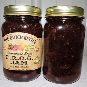 Dutch Kettle Homestyle Frog Jam 19 oz Jar Fig Raspberry Orange Ginger