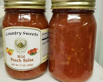 Country Sweets All Natural Mild Peach Salsa 17 oz Jar
