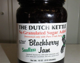 Dutch Kettle Homestyle No Sugar Added Seedless Blackberry Jam 18 oz Jar