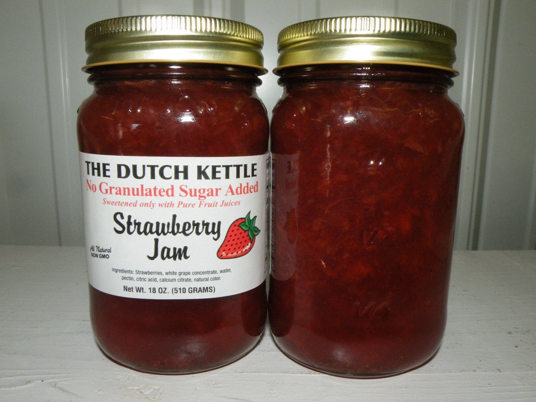 Dutch Kettle Homestyle No Sugar Added Strawberry Jam 18 Oz Jar Etsy