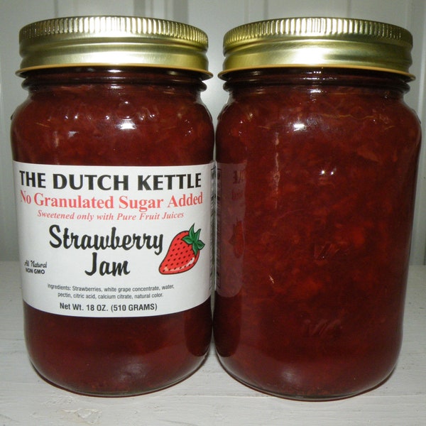 Dutch Kettle Homestyle No Sugar Added Strawberry Jam 18 oz Jar