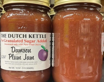 Dutch Kettle All Natural Homestyle No Sugar Added Damson Plum Jam