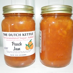 Dutch Kettle Homestyle No Sugar Added Peach Jam 18 oz Jar