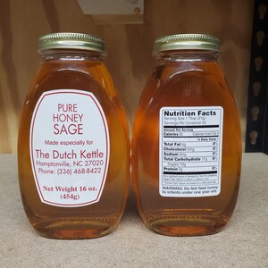 Pure Raw 1 Ibs / 16 oz. Dutch Kettle Sage Honey