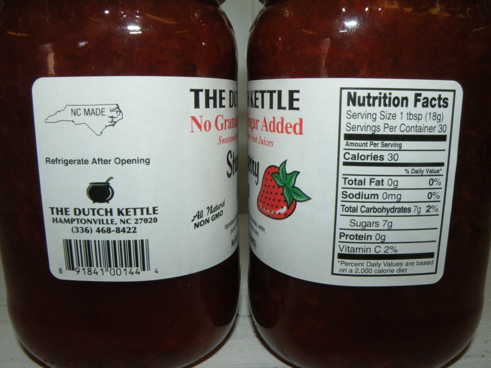 Dutch Kettle Homestyle No Sugar Added Strawberry Jam 18 Oz Jar Etsy