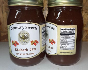 Country Sweets All-Natural Homestyle Rhubarb Jam 19 oz Jar