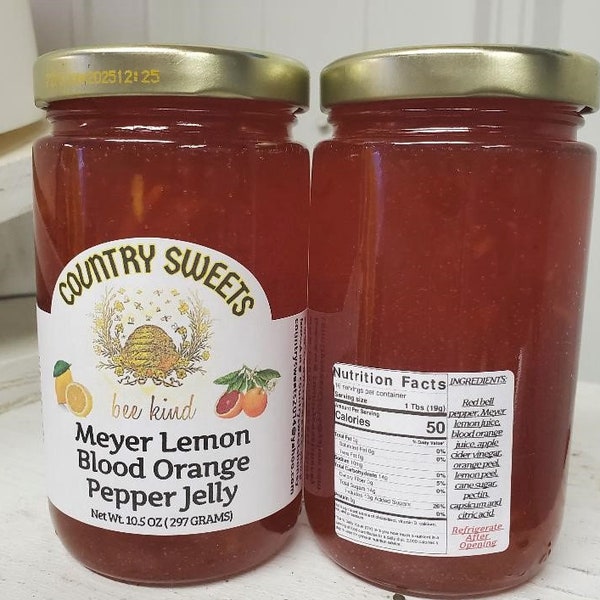 Country Sweets 10.5 Oz Meyer Lemon Blood Orange Pepper Jelly