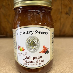 Mermelada de tocino y jalapeño Country Sweets, frasco de 20 oz.