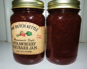 Dutch Kettle All-Natural Homestyle Strawberry Rhubarb Jam 19 oz Jar