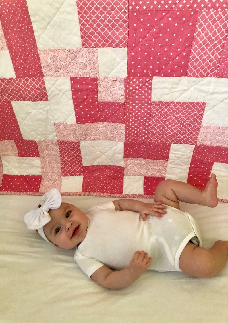 Pink Baby Quilt Baby Shower Gift Baby Girl Handmade Baby Quilt