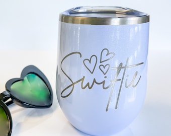 Eras Tour Inspired Cup - Sparkly Taylor Swift Swiftie Stemless Wine Glass Concert Cup