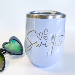 Eras Tour Inspired Cup Sparkly Taylor Swift Swiftie Stemless Wine Glass Concert Cup image 1