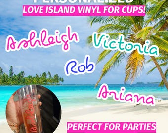 Custom Love Island Vinyl Name Decal: Water Bottle Sticker