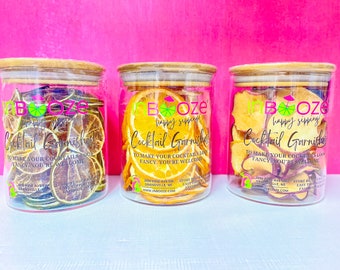 Dehydrated Fruit Cocktail Garnish Glass Jars - Great for your home bar!