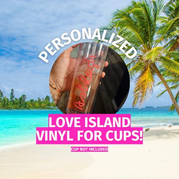 Custom Love Island Vinyl Name Decal: Water Bottle Sticker