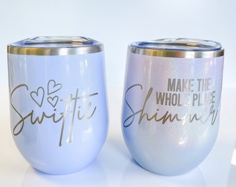 Eras Tour Inspired Cup - Sparkly Taylor Stemless Wine Glass