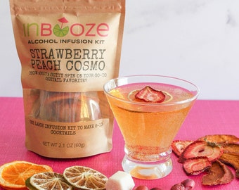 Strawberry Peach Cosmo Alcohol Infusion Cocktail Kit - Infuse Vodka, Rum or Gin!