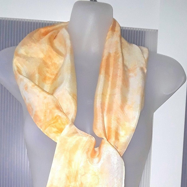 Silk Scarf Orange Tie Dye Silk Scarf Neck Wrap Headband Hair Tie Bag Decor Pastel Colors Dress Shirt Jacket Fashion Accessories Unique Gifts