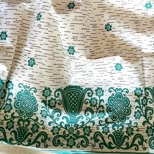Green FABRIC By a Half Yard Green Turquoise Window Curtains  Decorative Floral Pattern Brown White Crafts Quilting Cotton Design Best Gifts