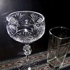 Crystal Vase Goblet Jam Fruit Bowl Vase on a Stem Housewarming Unique Gifts Easter Wedding Kitchen Decor Table Centerpiece Valentines Day